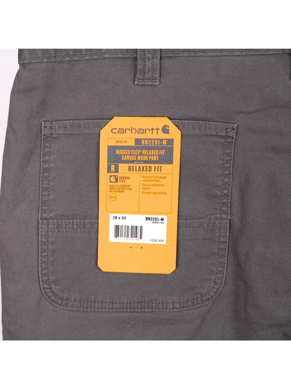 Carhartt Rugged Flex Relaxed Fit Canvas Work Pant BN-2291-M 38x33* Gray Rigby